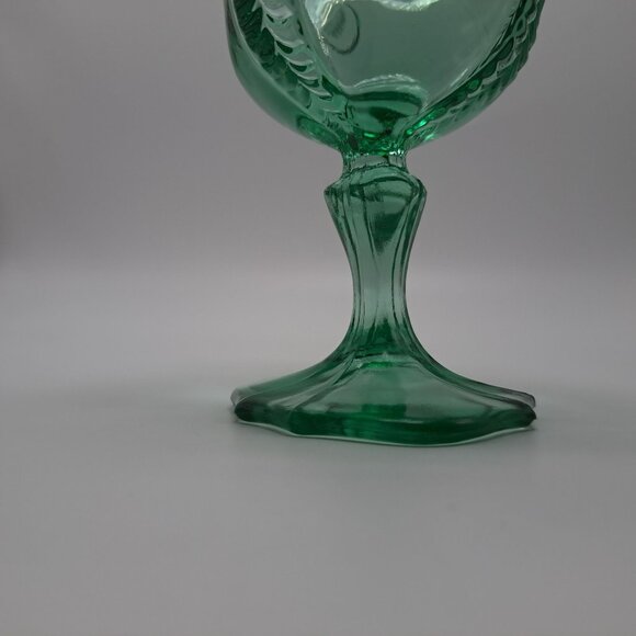 Vintage Fenton Green Glass Ribbon Edge Pedestal Bowl Candy Dish Compote - Picture 7 of 7